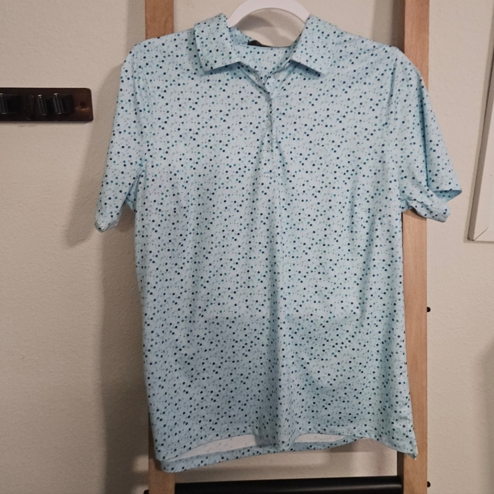 G/FORE Sky Blue Flower Polo Shirt
